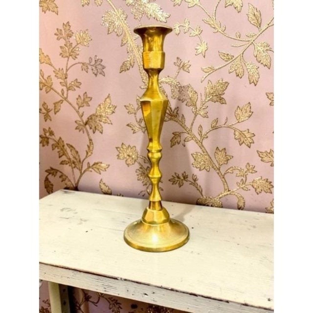 Vintage Brass Candlestick Holder 12" Tall Solid Gold Taper Candle Holder